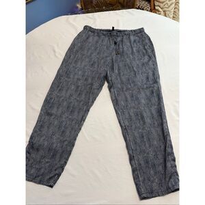 Eileen Fisher Chainette Printed Silk Georgette Crepe Pants Size Medium
